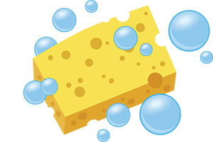 A sponge soaking up water is a great analogy for absorption and adsorption.