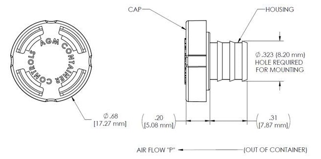 TA211 One-Way Pressure Relief Valve Drawing