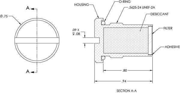 439050 Desiccator Plug drawing