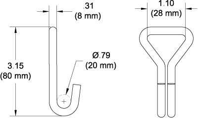 C450 Double J Wire Hook drawings