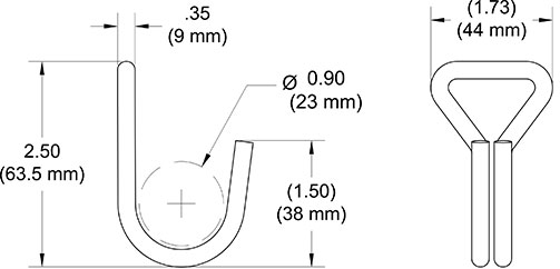 K453-50 1" Tie Down Wire Hook Drawing