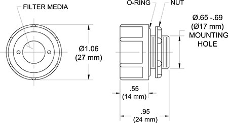 TA244-1 Plastic Immersion Breather Drawing