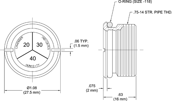 TA348 Humidity Indicator Plug drawing