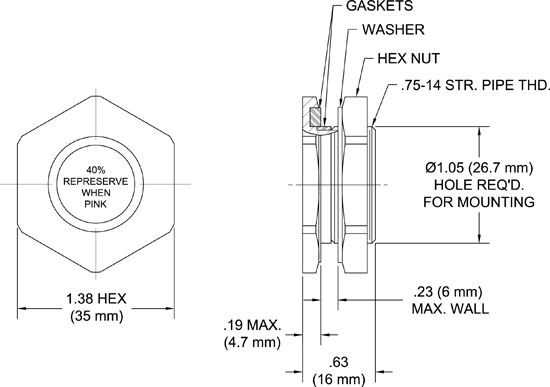 TA350 Humidity Indicator Plug Drawing