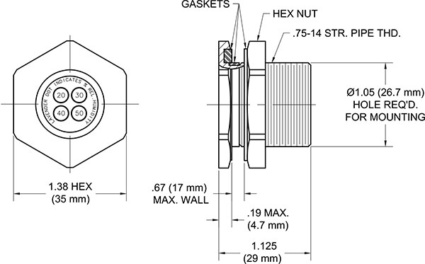 TA354 Humidity Indicator Plug drawing