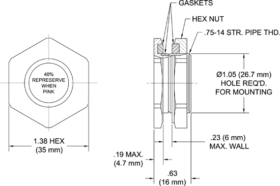 TA356 Humidity Indicator Plug drawing