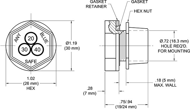 TA380-234S Humidity Indicator Plug drawing