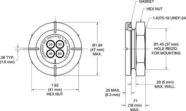 TA396 Humidity Indicator Plug Drawing