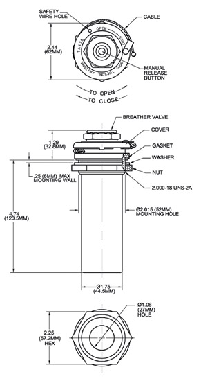 TA476 Desiccant Holder with Breather Valve drawing