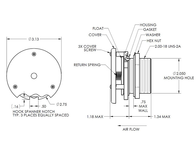 TA761 High-Flow Pressure Relief Valve Drawing