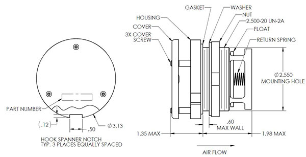 TA762 High-Flow Vacuum Relief Valve Drawing