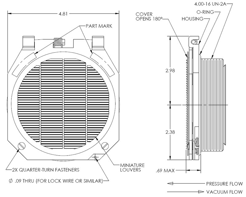 TA820 two-way breather valve drawing