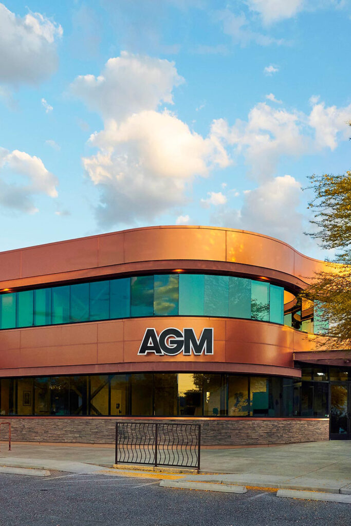 Exterior shot of the AGM building