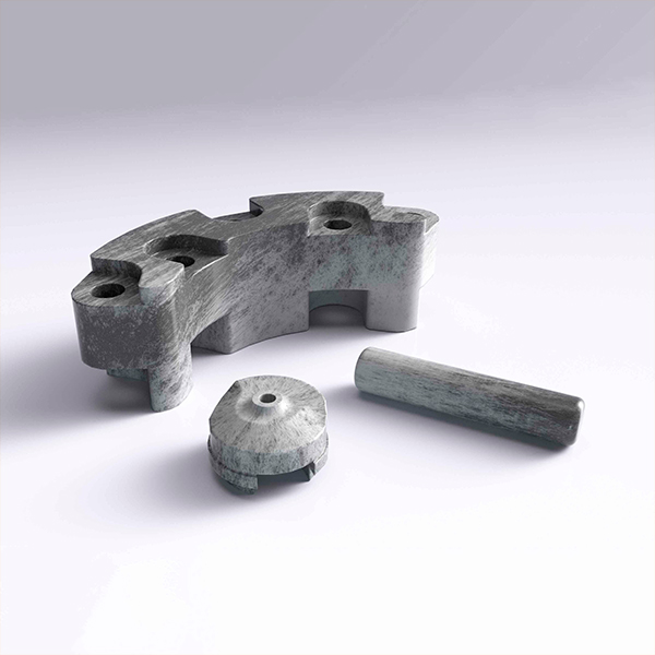 A group of different custom molded desiccants in various shapes.