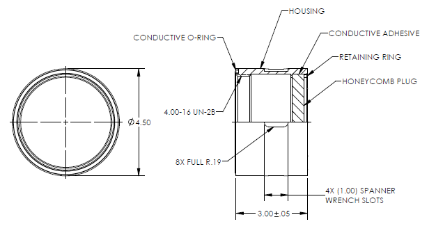 890020 RFI/EMI Shielded Nut Assembly Drawing